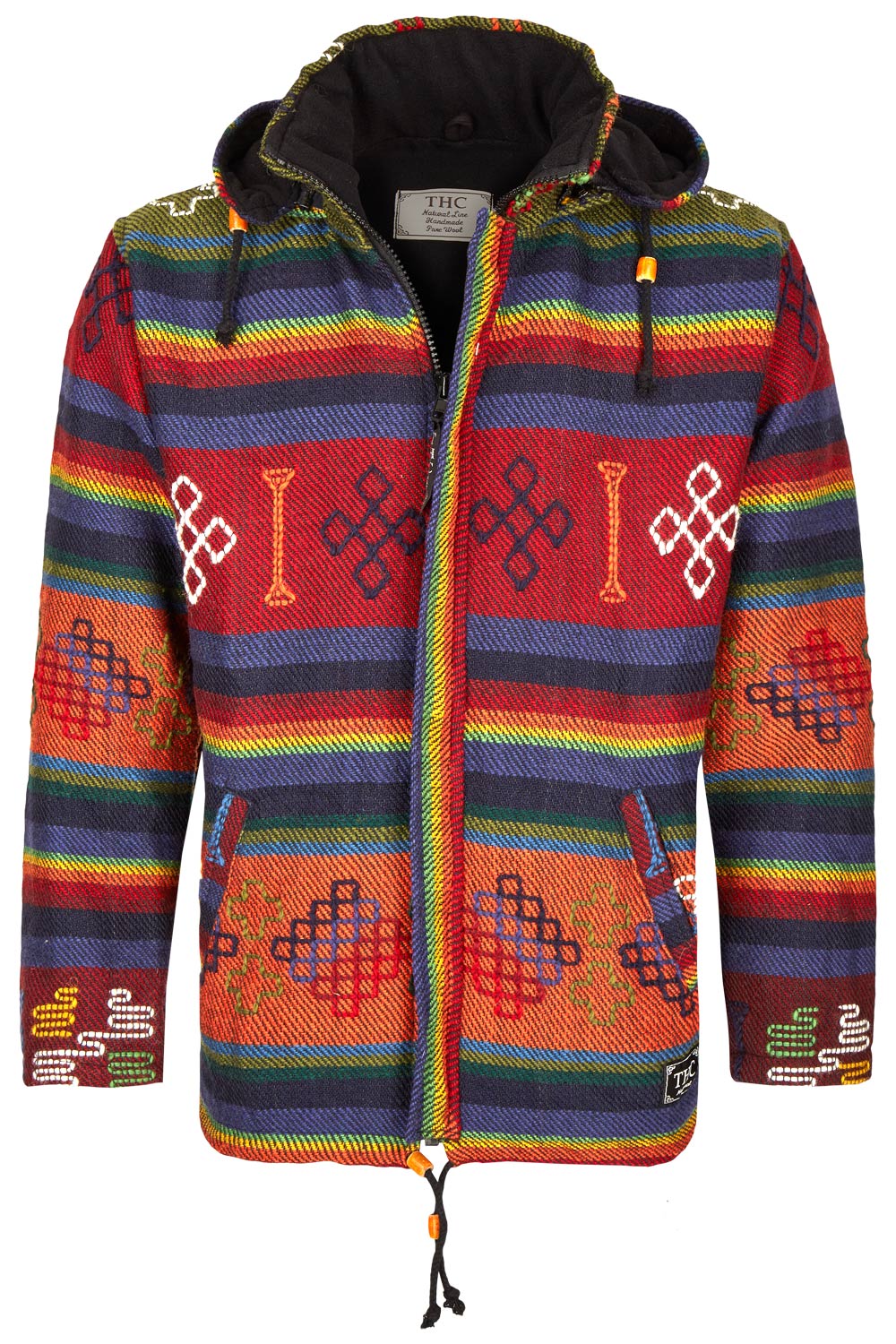 38 Kapuze Nepal Wolljacke für Damen/Mädchen Gr kuscheliges Fleece blau/pink 