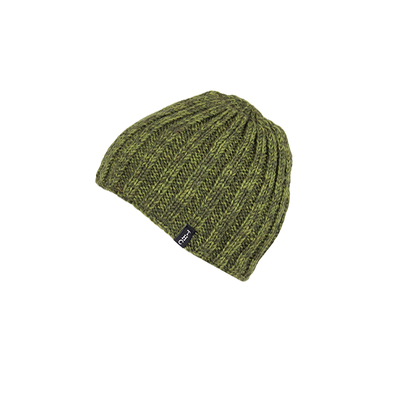 Mütze mit  warm Grün melierter Wolle