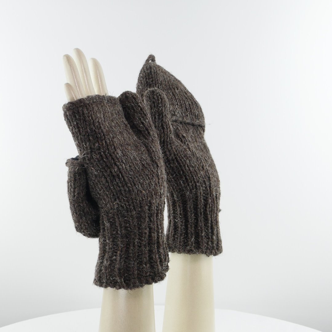 Handschuhe Fäustlinge Damen aus Wolle made in Nepal schwarz